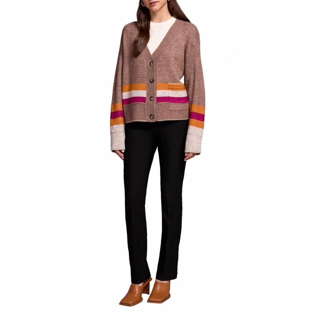 NEW TRIBAL long sleeve sweater cardigan with pockets in brown
